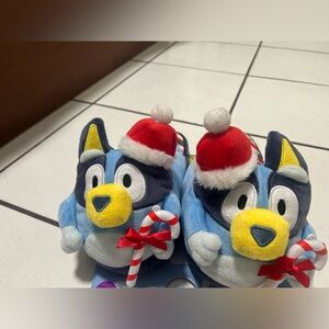 Bluey Cartoon Slippers with Christmas Santa Hats